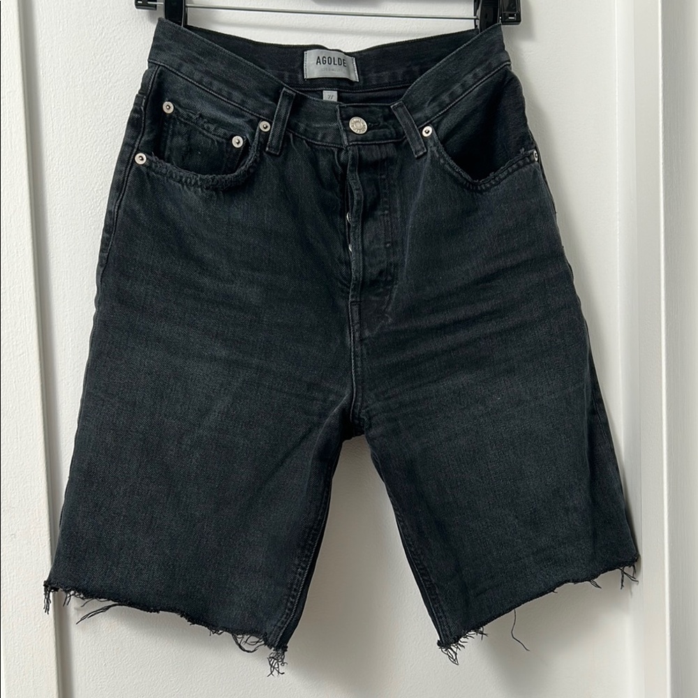 Agolde Black Jean Shorts High-Waisted Cut-Off
